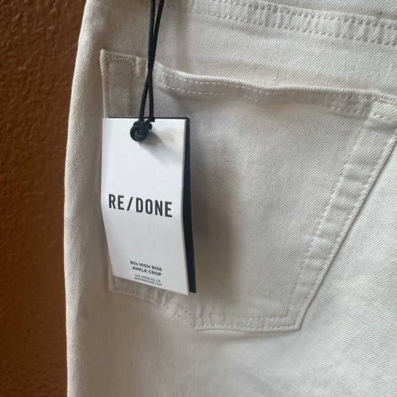 Re/Done 90’s High Rise Ankle Crop Jeans In Vintage White (Cream) Size 29 NWT! - Picture 5 of 16